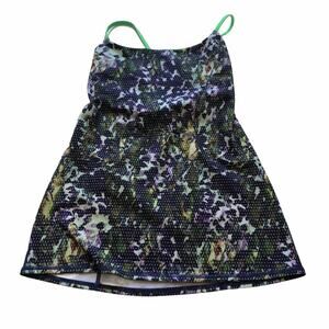 LULULEMON Dancing Warrior Floral Tank Top 6 Yoga Purple Green Workout Strappy